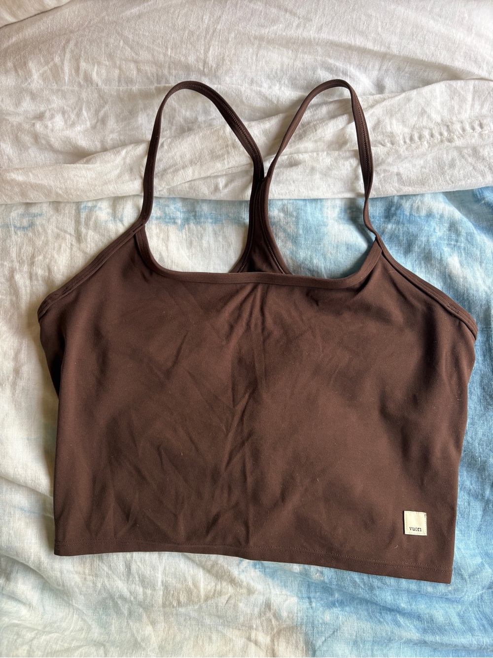 Vuori Chocolate Brown Cropped Cami Tank Medium